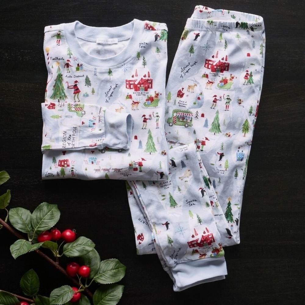 Pottery Barn Women's North Pole Organic Cotton Pajama Set Size Medium